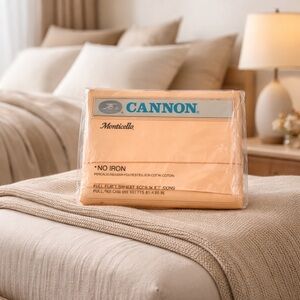 Cannon Monticello No Iron Peach Vintage Full Size Flat Sheet